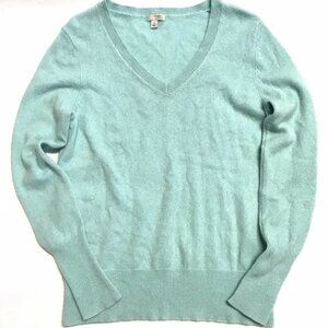 Light Blue Halogen Cashmere V-Neck Sweater - Small